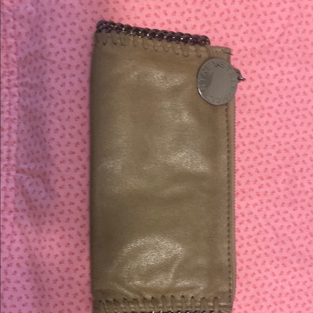 Stella McCartney Khaki Wallet with Chain Accent